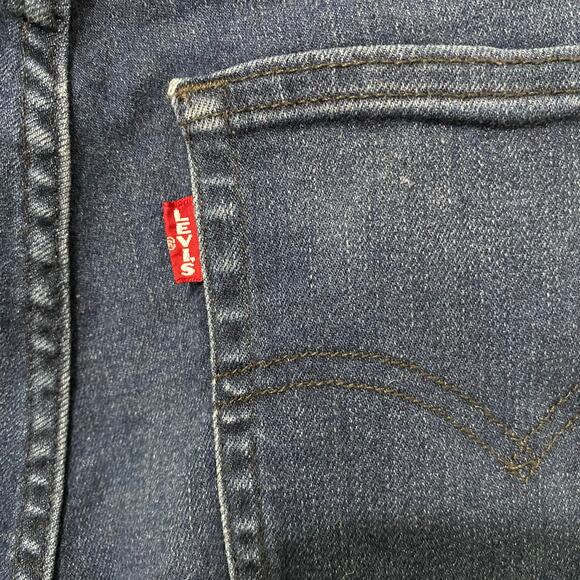 Levi's High Rise Flare Jeans Womens Size 29 Dark Wash 726 Stretch Distressed - Picture 10 of 13